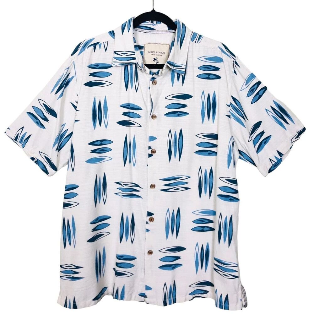 Island Republic Mens 100% Silk Hawaiian Camp Shirt Size XL Aloha Beach Tropical